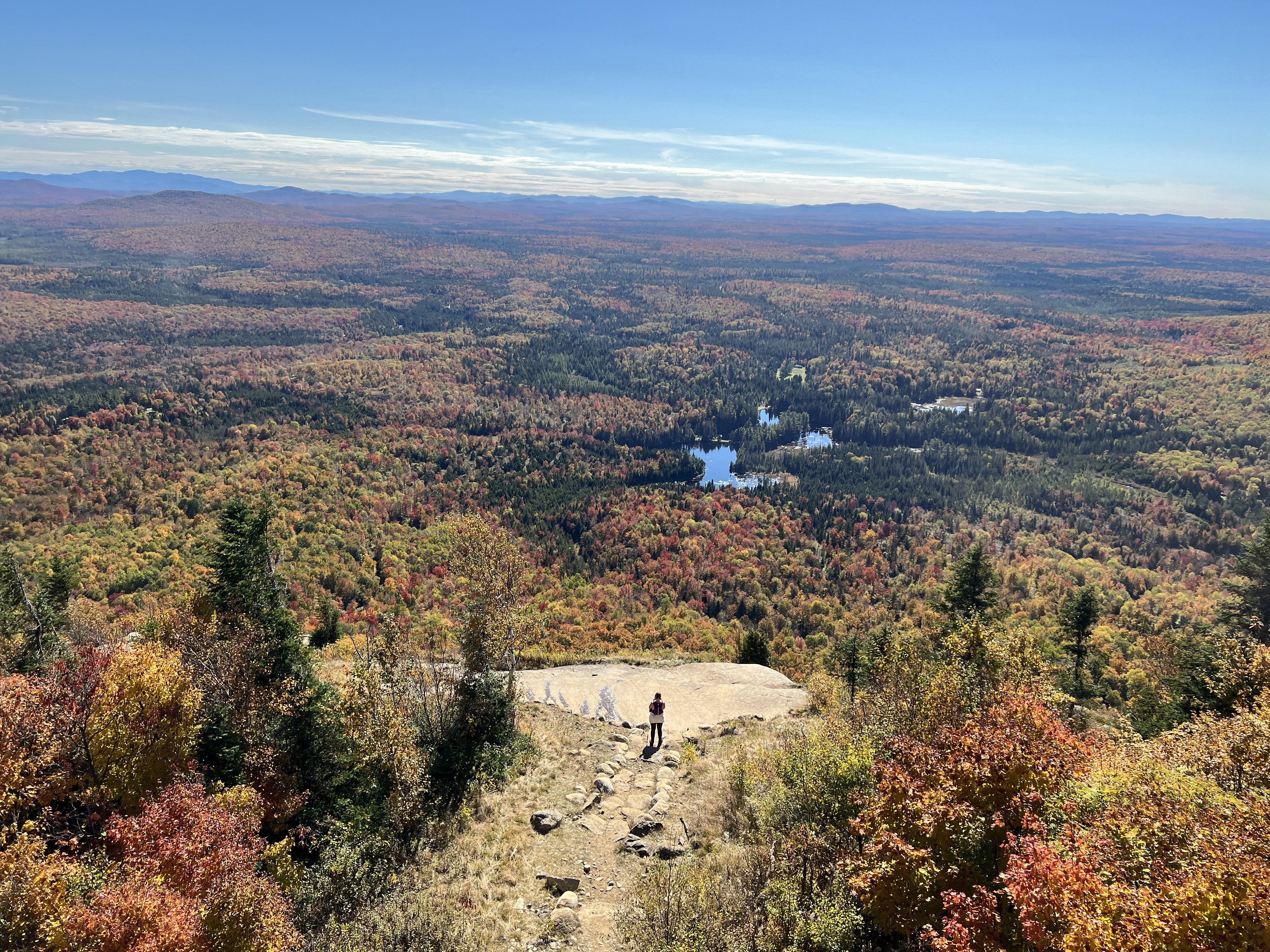 Stunning view of the mountains, forest, and lakes from Azure Mountain