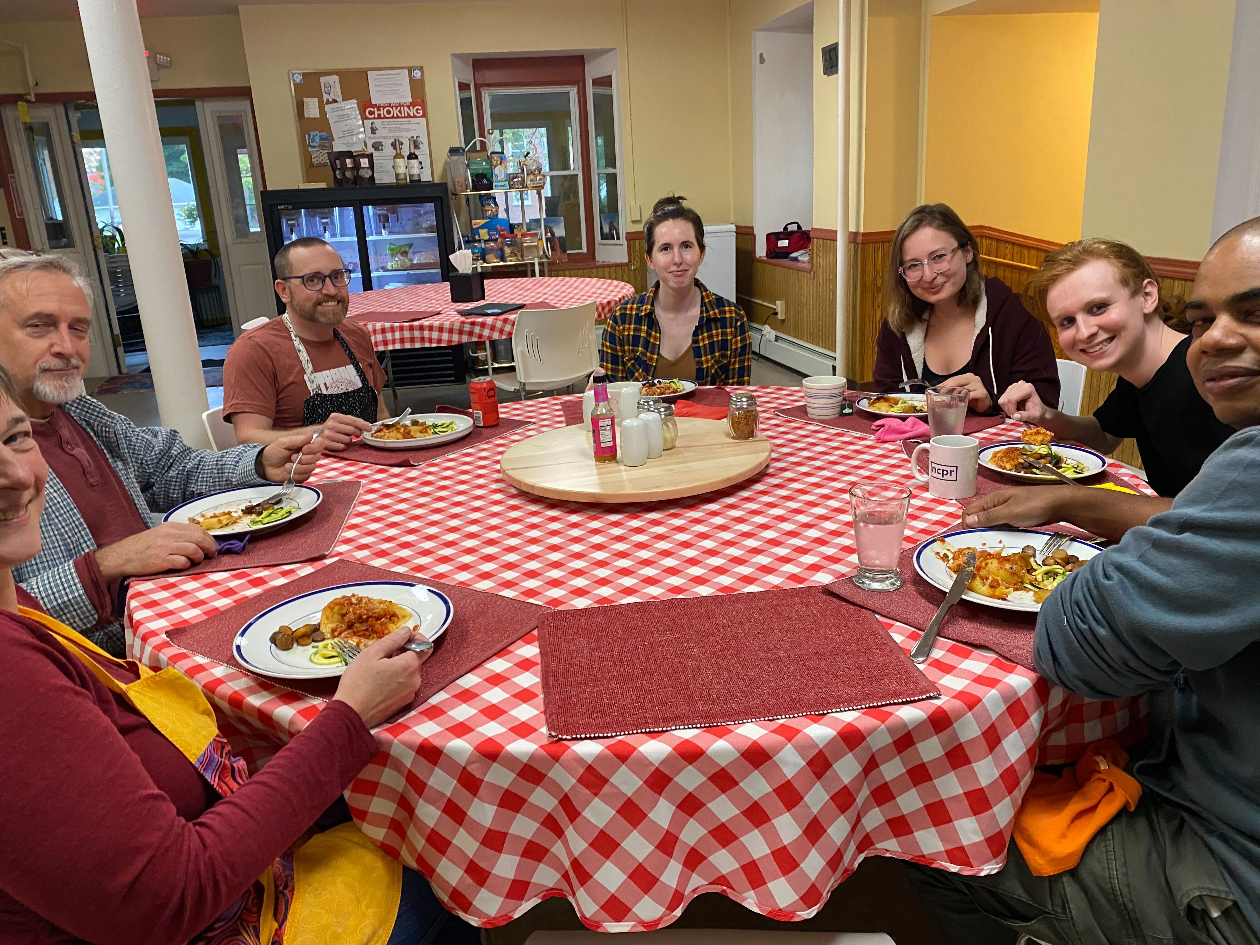 people eating in the FRC dining room
